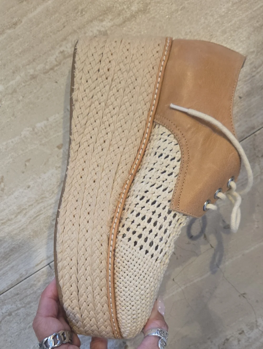 Jeffrey Campbell Curran Tie Jute/Crochet Platform Espadrille